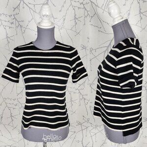 Madewell Black Stripe Wool Blend Knit Sweater Tee